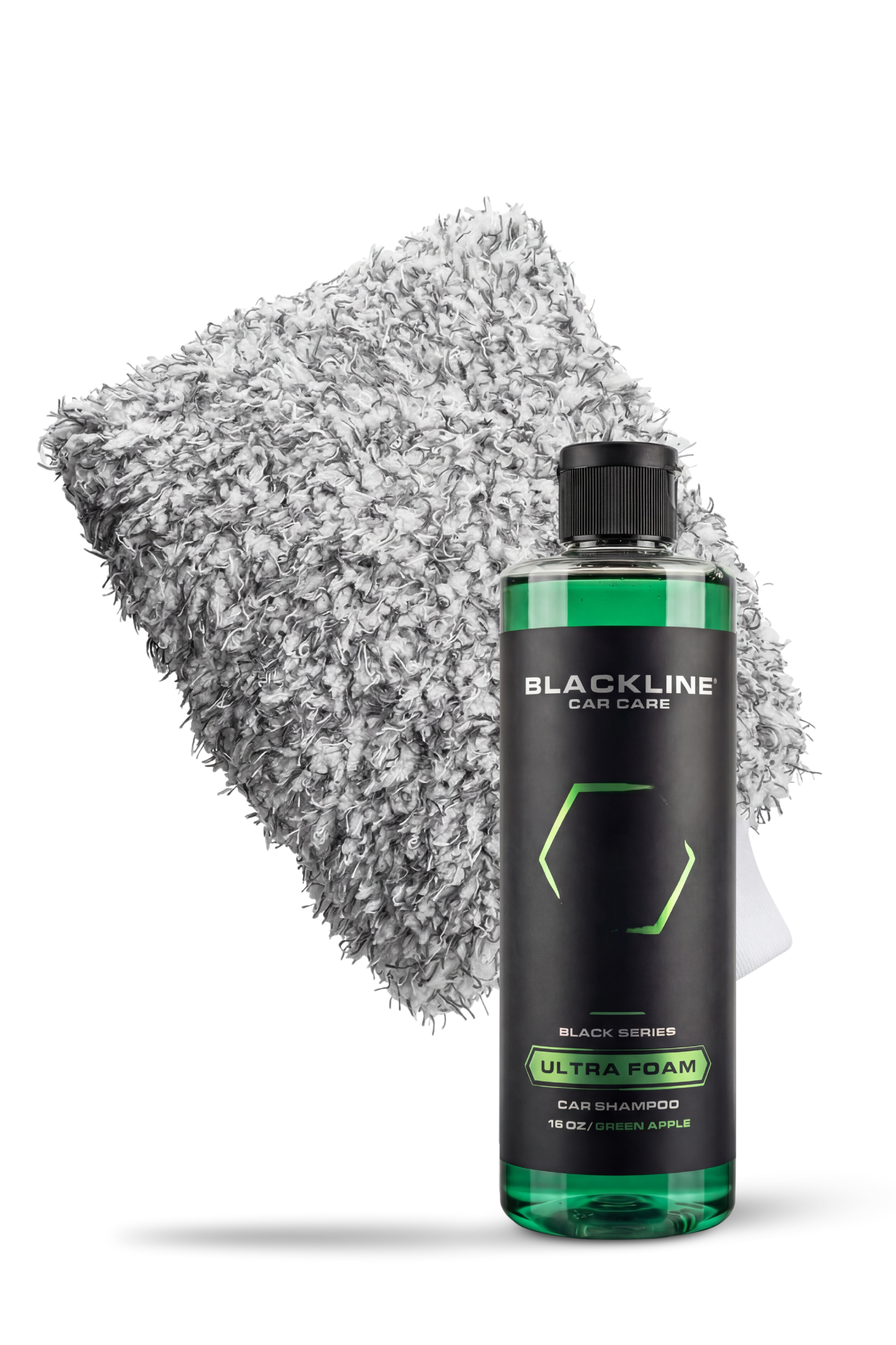 BLACKLINE Microfiber Wash Mitt, microfiber beside Blackline Car Care bottle on Tampa Store on Tampa Home & Garden Store