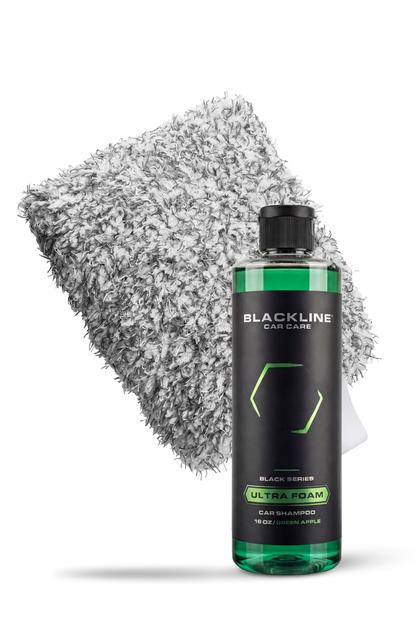 BLACKLINE Microfiber Wash Mitt, microfiber beside Blackline Car Care bottle on Tampa Store on Tampa Home & Garden Store