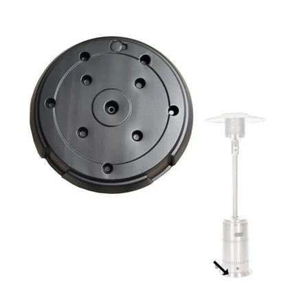 Water/Sand Box replacement part, black plastic base, shown with a Fire Sense patio heater on Tampa Home & Garden Store