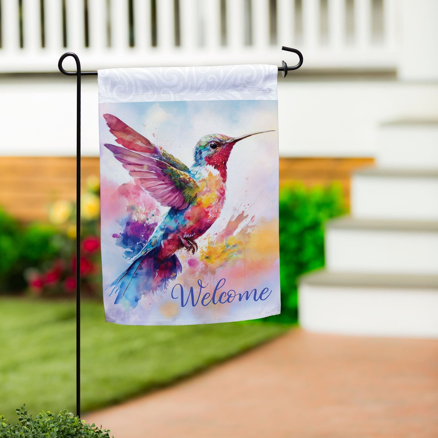 Watercolor Hummingbird Suede Garden Flag - Tampa Home & Garden Store