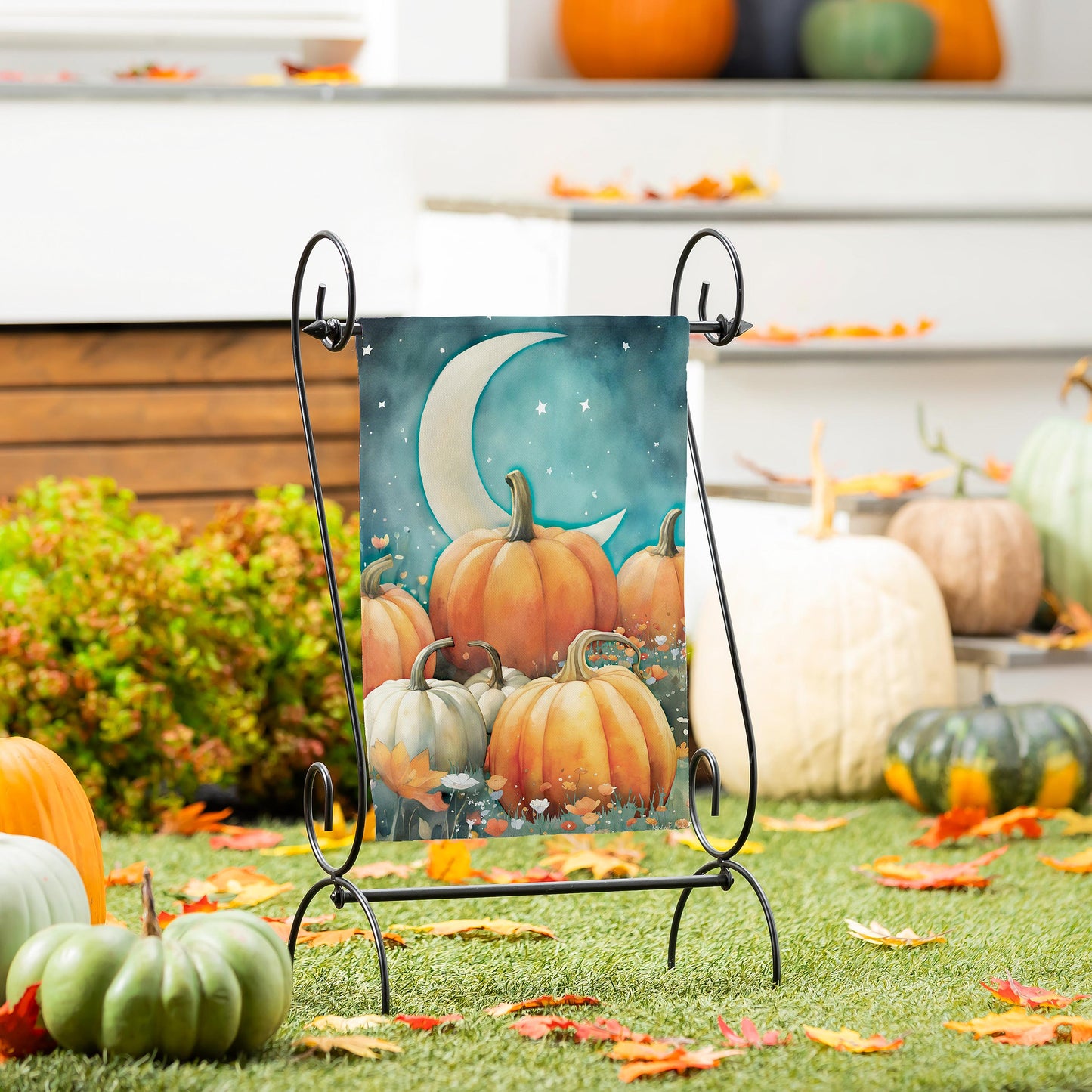 Watercolor Pumpkin Patch Suede Garden Flag - Tampa Home & Garden Store