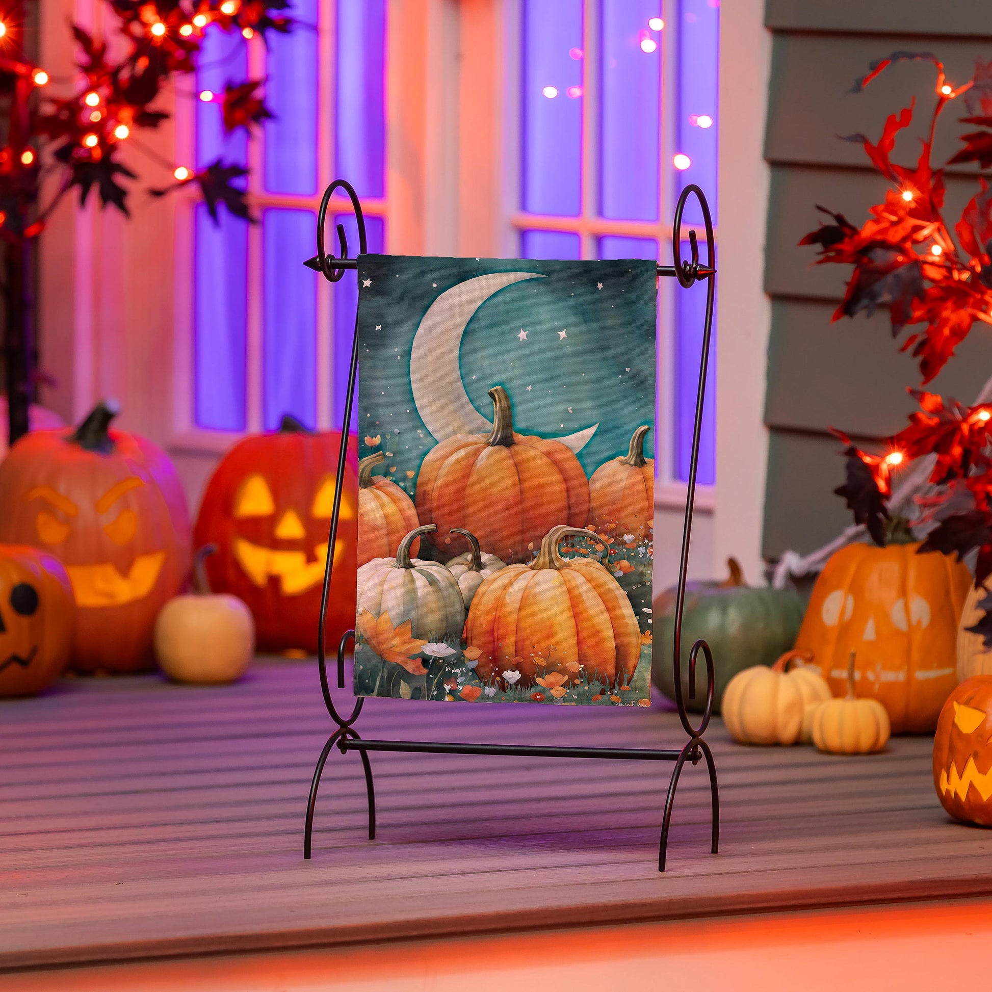 Watercolor Pumpkin Patch Suede Garden Flag - Tampa Home & Garden Store