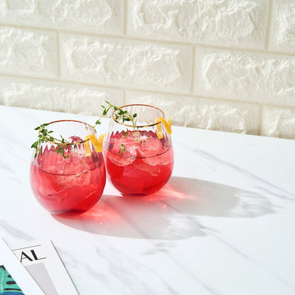 Elegant Waterfall Stemless Wine Glasses and Set