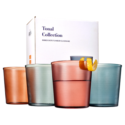 Tonal Lowball Tumbler Set of Four Glasses