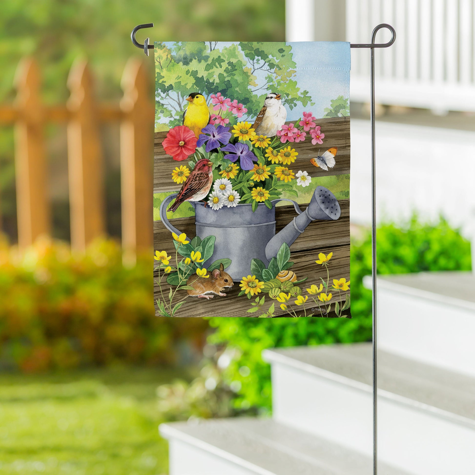 Watering Can Bunch Suede Garden Flag - Tampa Home & Garden Store