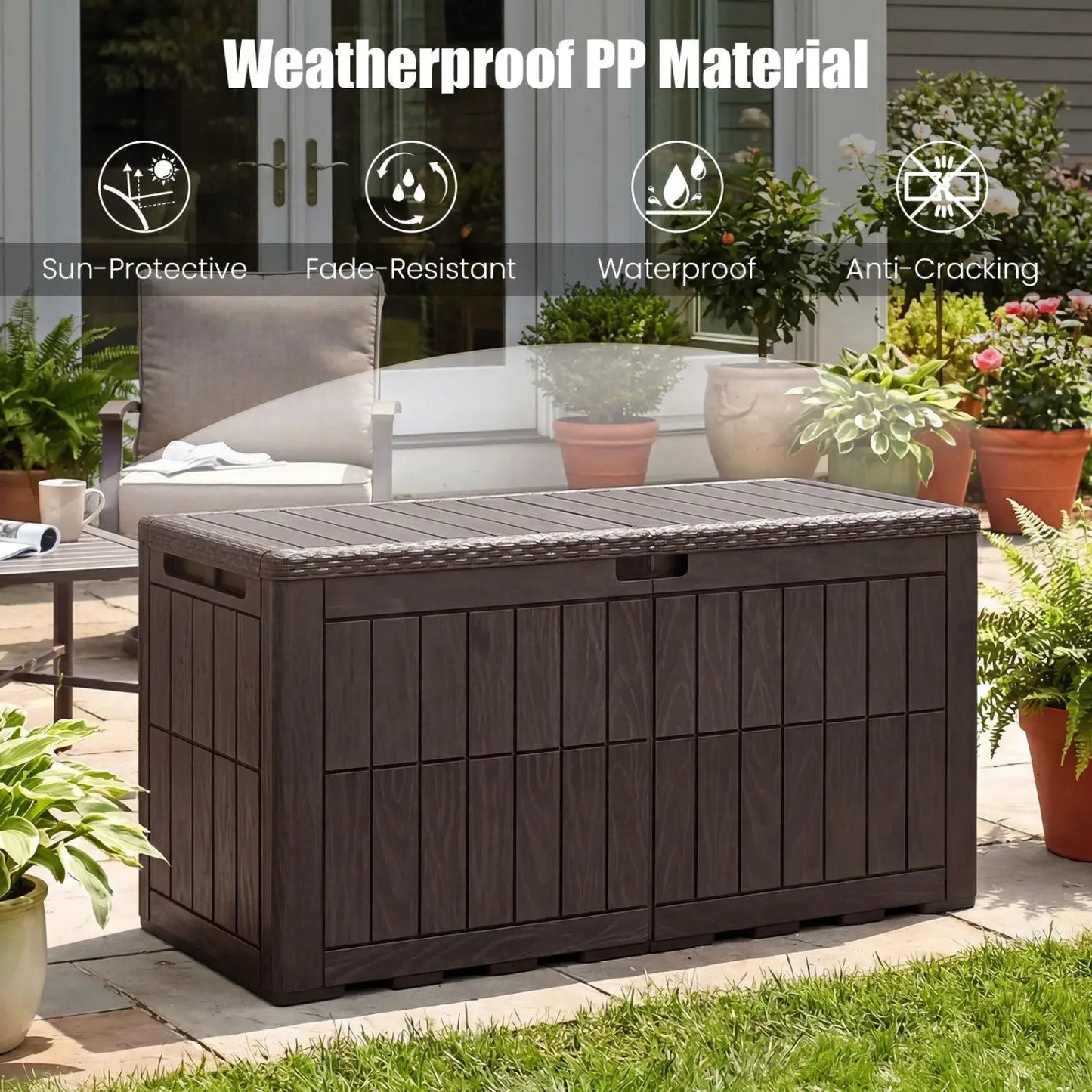 100 Gallon Outdoor Deck Box With Lockable Lid