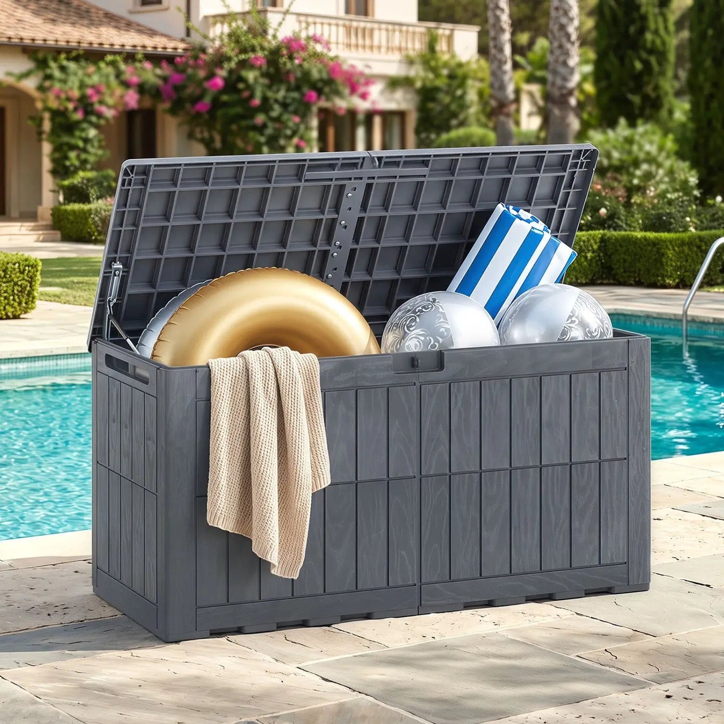 100 Gallon Outdoor Deck Box With Lockable Lid