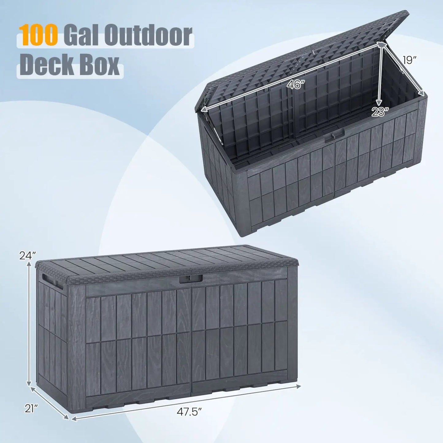 100 Gallon Outdoor Deck Box With Lockable Lid