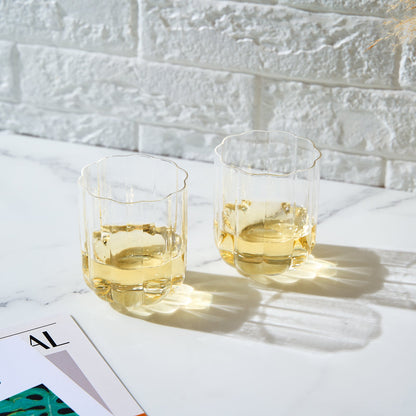 Flower Wave Lowball Glasses In A Clear Set Of 2
