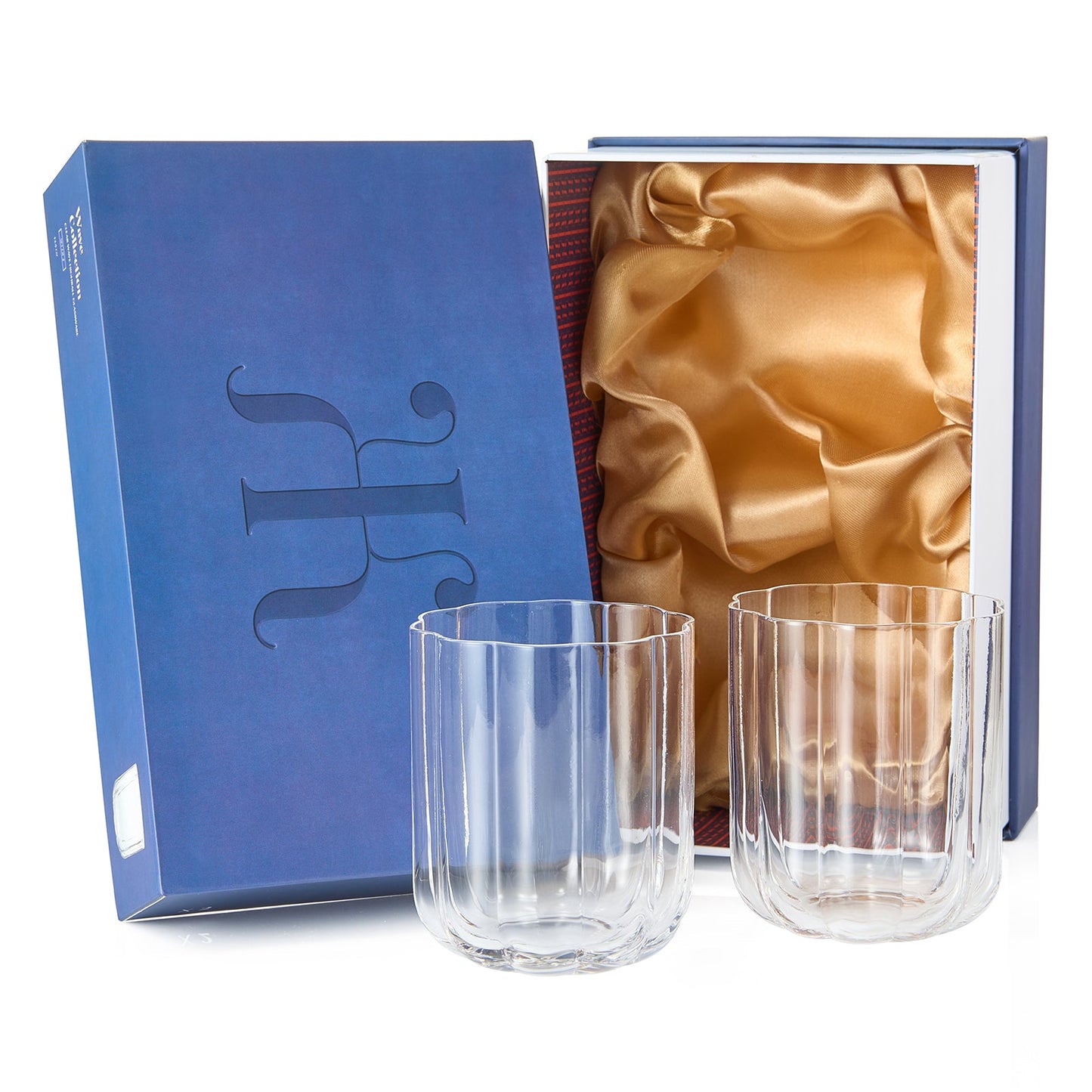 Flower Wave Lowball Glasses In A Clear Set Of 2