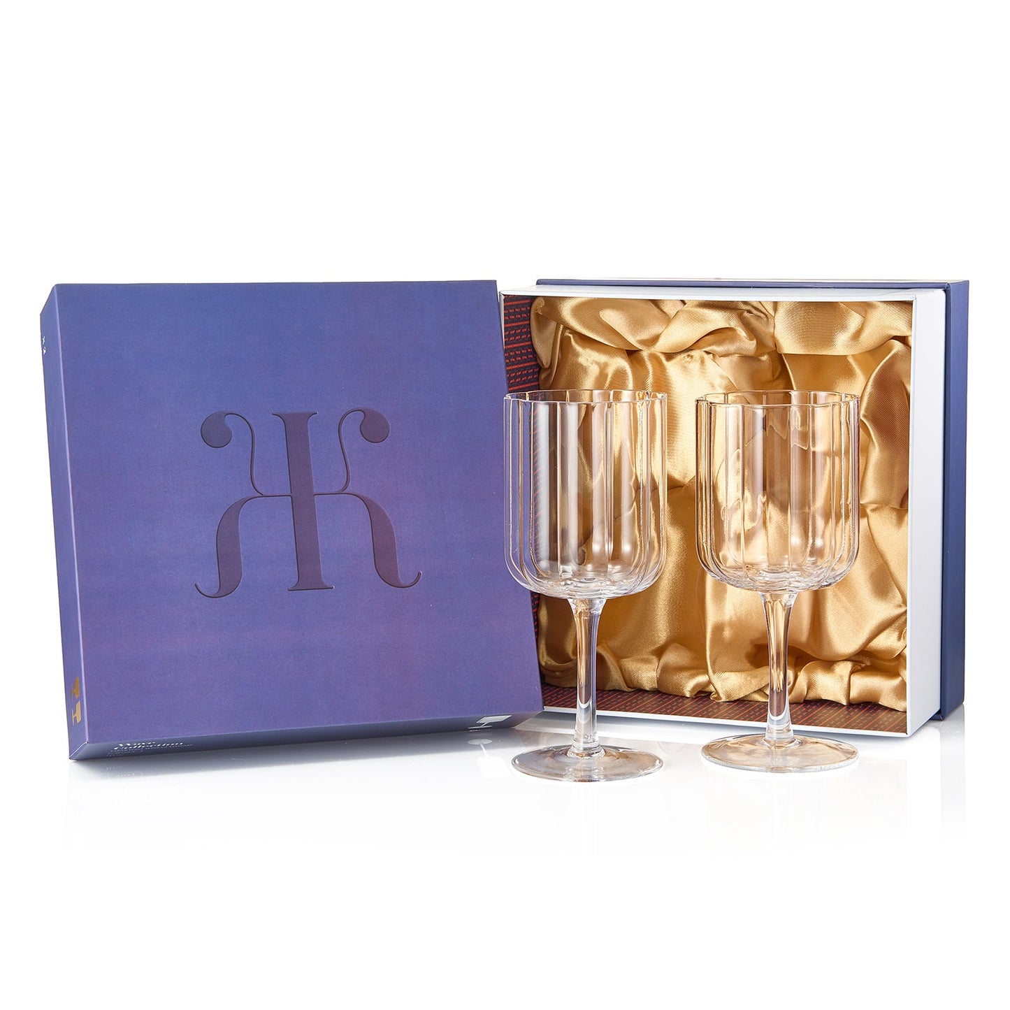 Clear Flower Stemmed Wine Glasses Set Of Two