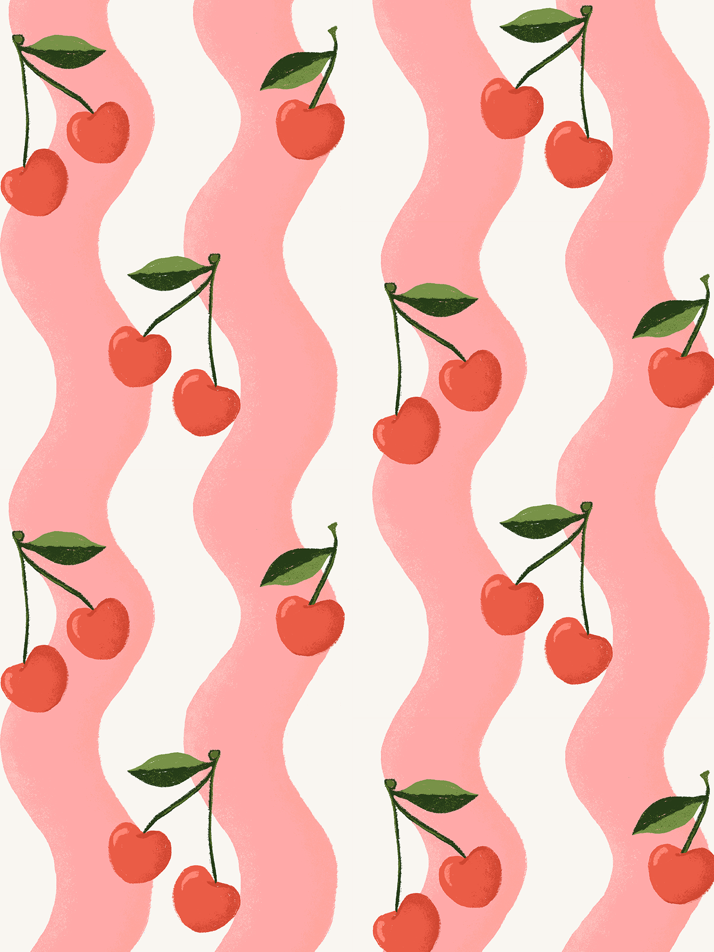 Wavy Cherry Wallpaper, white and pink - Tampa Home & Garden Store