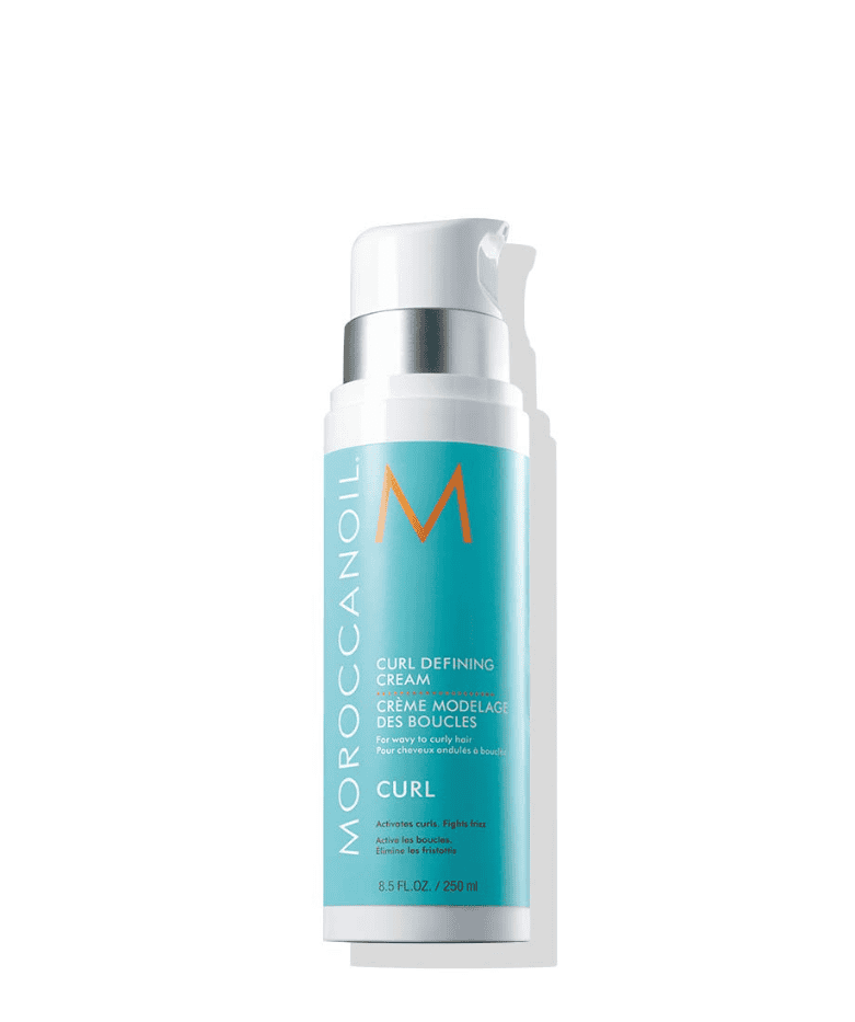 Moroccanoil Curl Defining Cream bottle with teal label and white pump for wavy to curly hair on Tampa Home & Garden Store