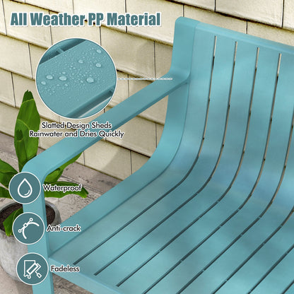 Weather-resistant Plastic 2-Person Bench with Curved Backrest-Blue - Tampa Home & Garden Store