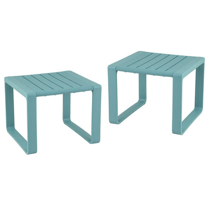 Juego de 2 mesas auxiliares de exterior Adirondack resistentes a la intemperie - Azul