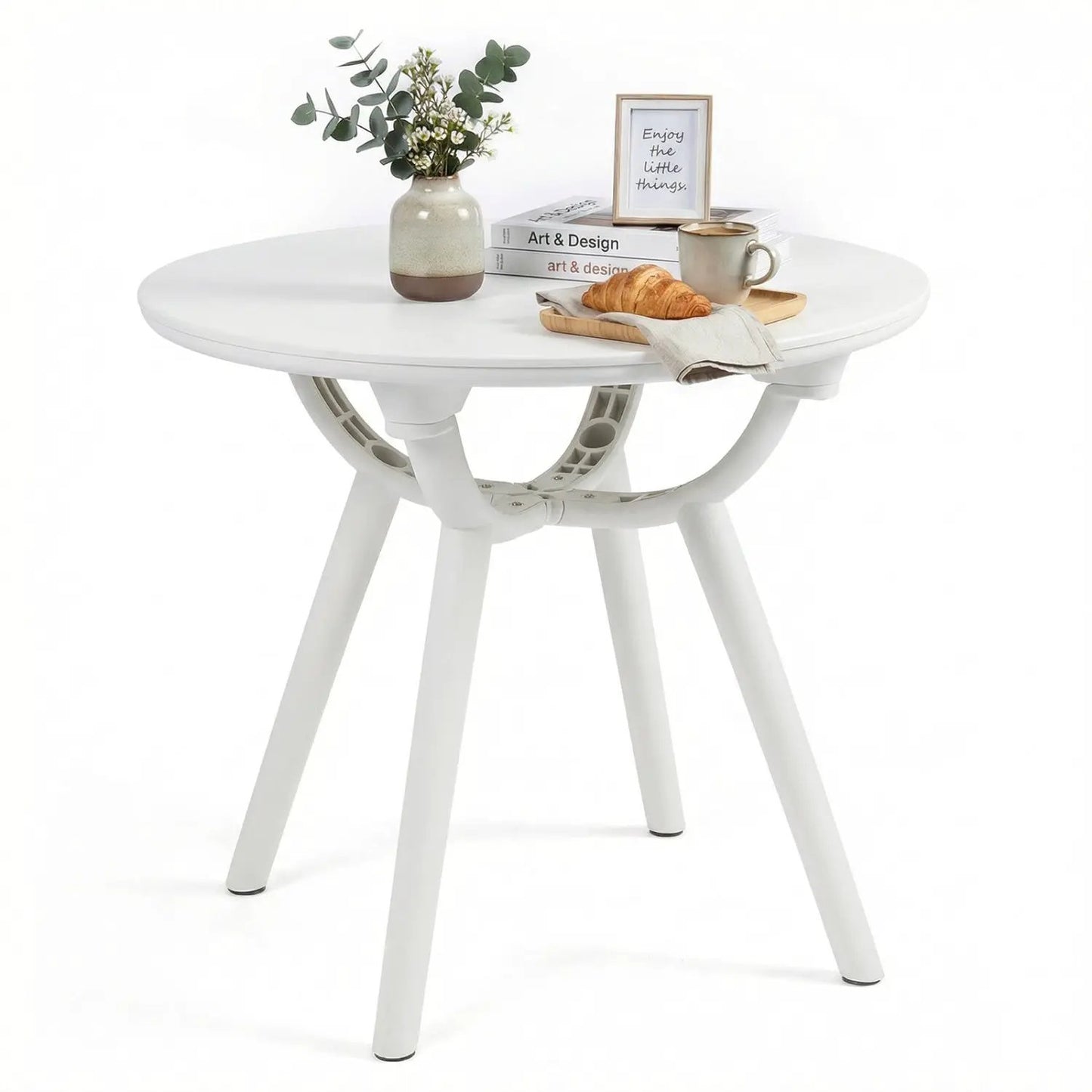 Weather Resistant Circular End Table for Balcony