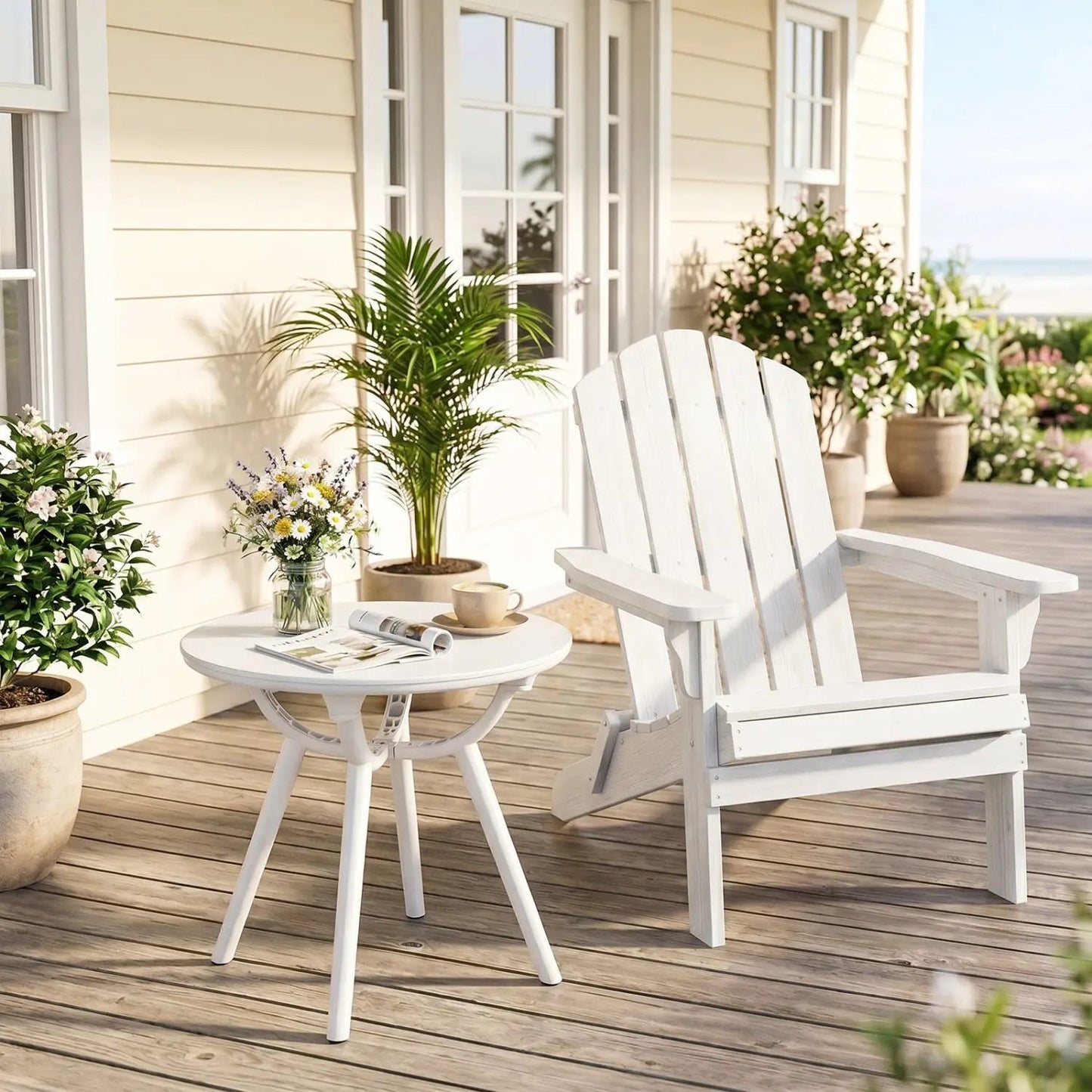 Weather Resistant Circular End Table for Balcony