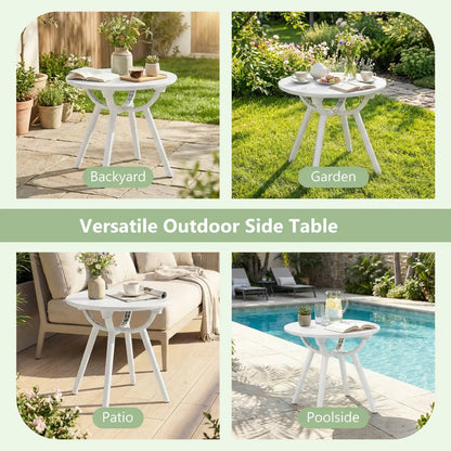Weather Resistant Circular End Table for Balcony