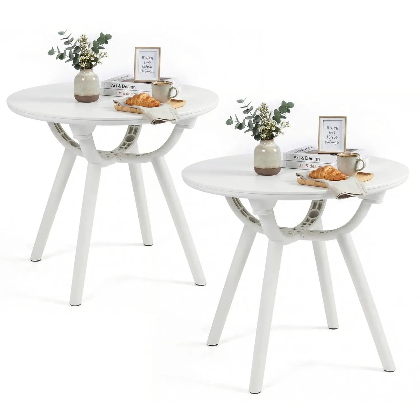 Weather Resistant Circular End Table for Balcony