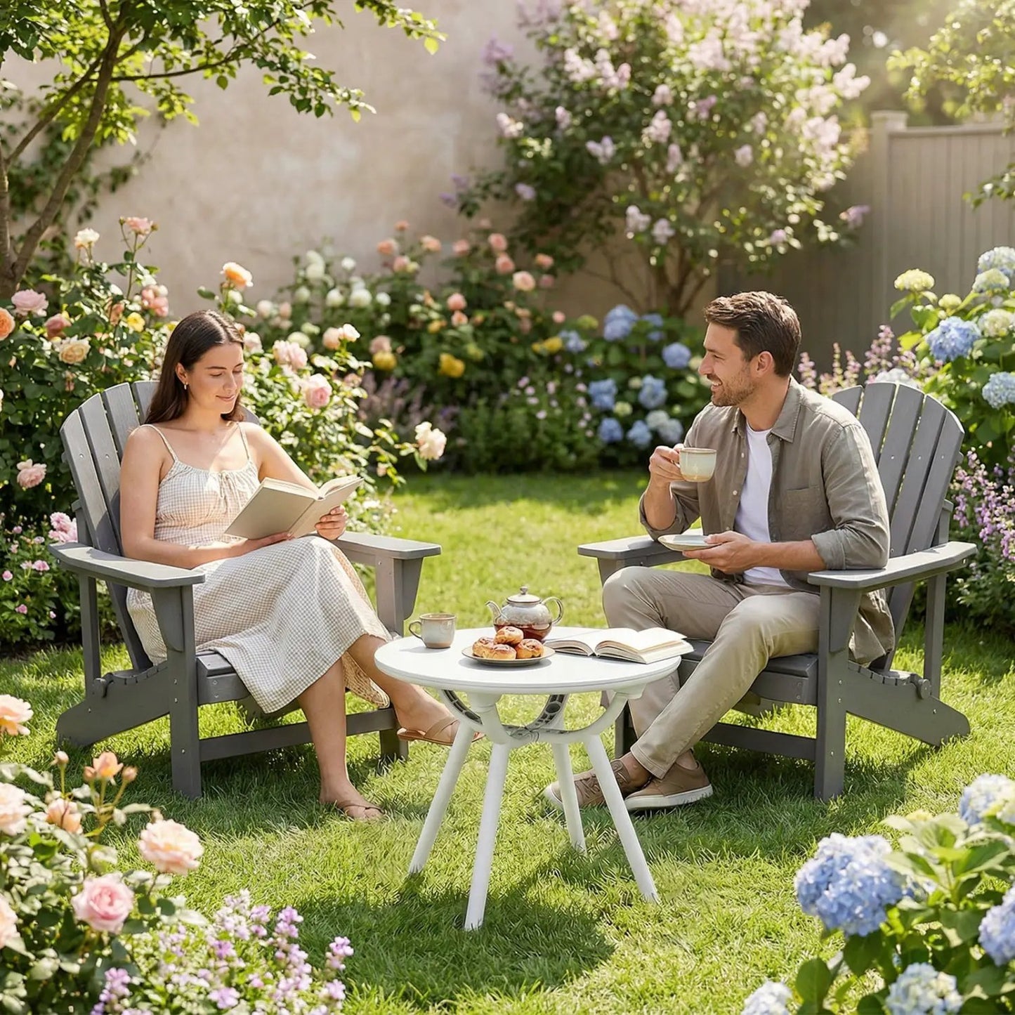 Weather Resistant Circular End Table for Balcony
