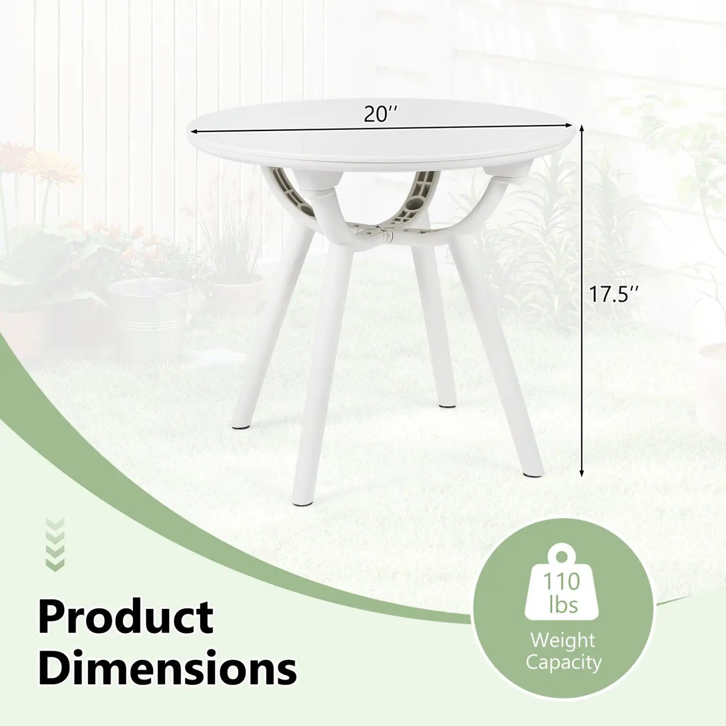 Weather Resistant Circular End Table for Balcony