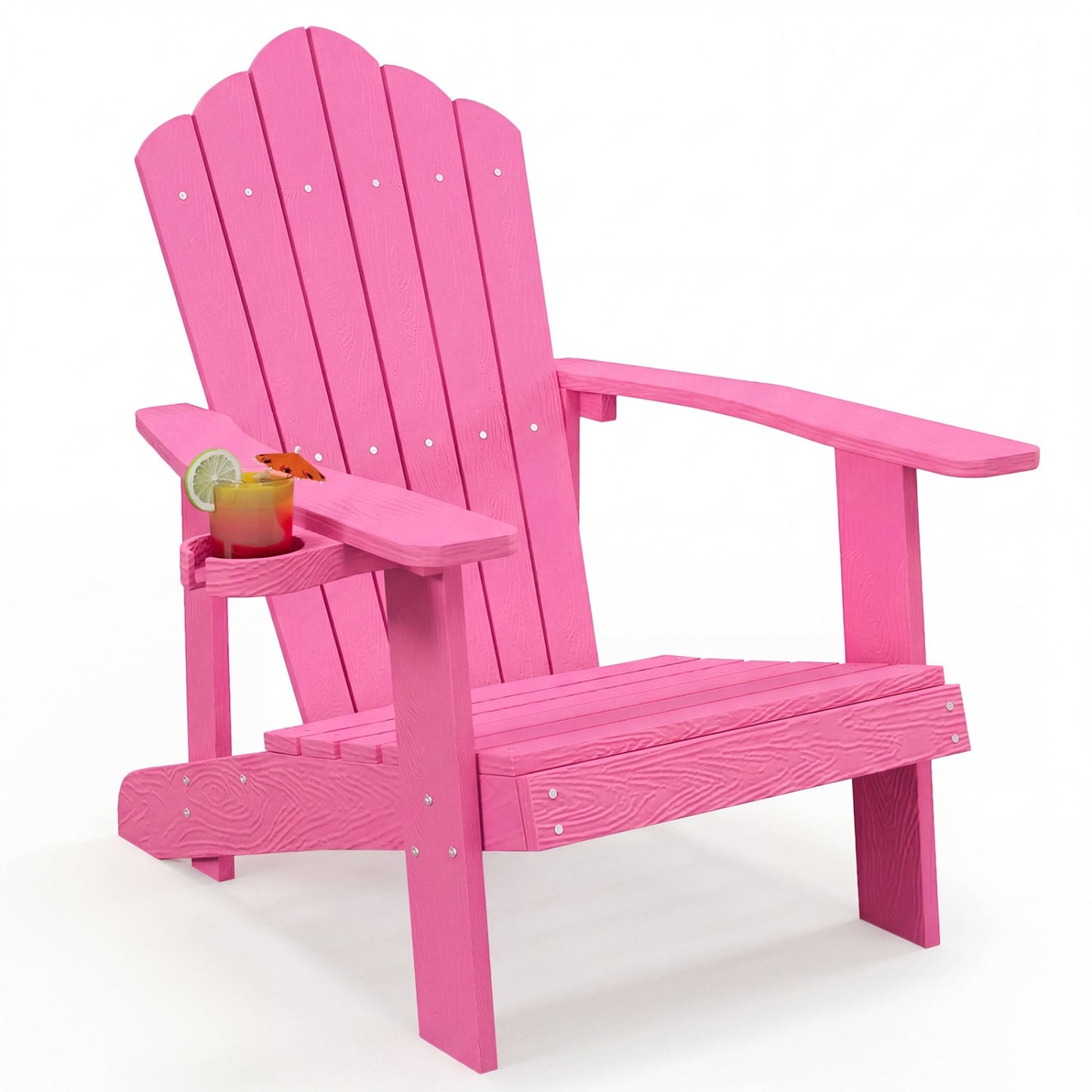 Sillón Adirondack de exterior de HIPS resistente a la intemperie con portavasos - Negro