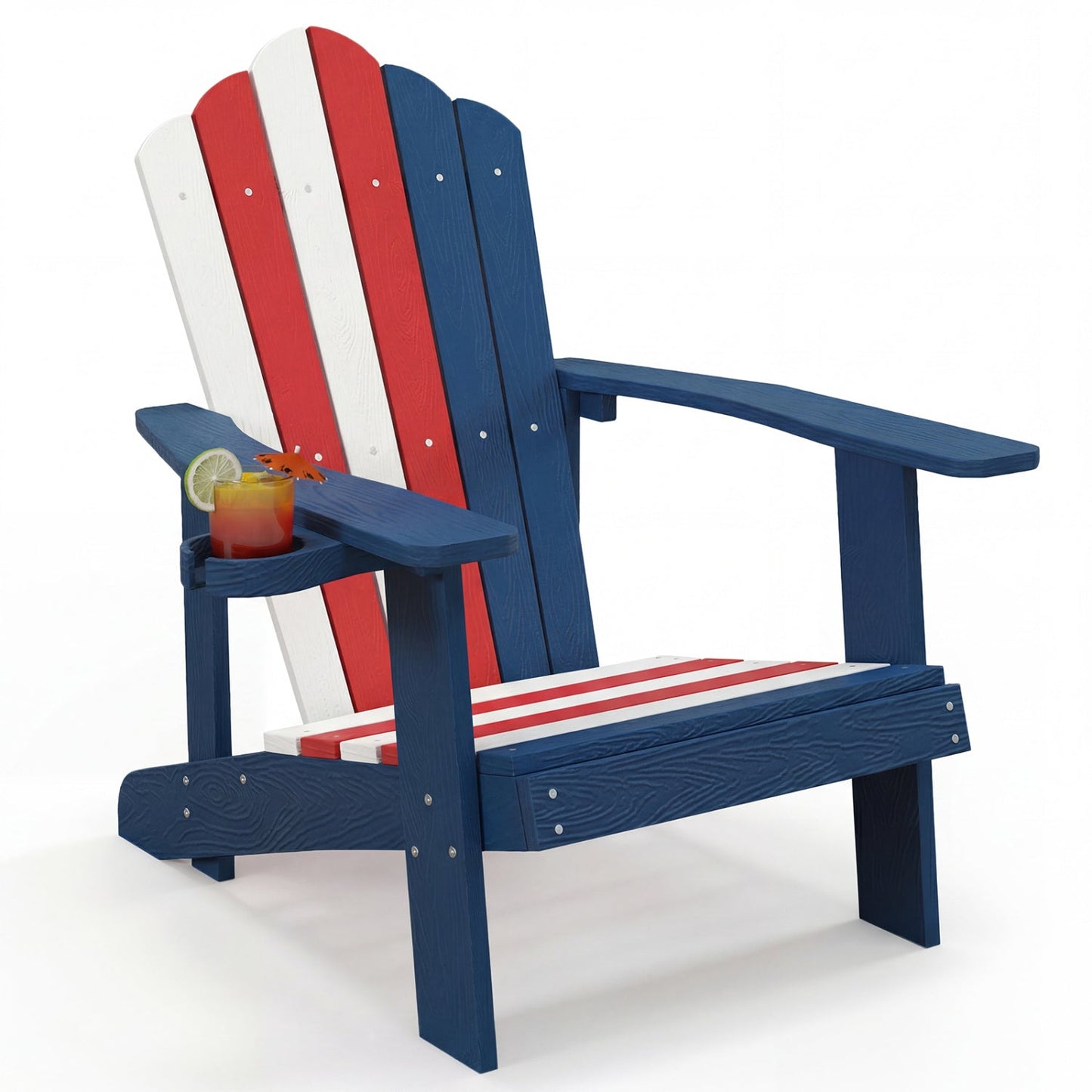 Sillón Adirondack de exterior de HIPS resistente a la intemperie con portavasos - Negro