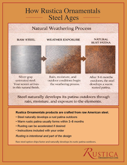 Outdoor Metal Panels 60–72 in heavy-duty steel privacy panels Rustica raw steel to patina on Tampa Home & Garden Store