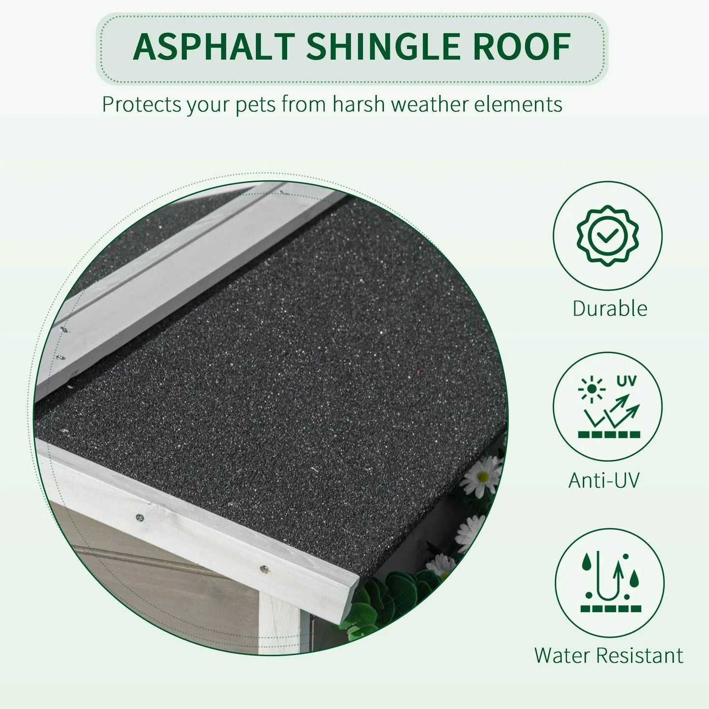 Weatherproof Outdoor Cat House with Porch & Escape Door - Feral Cat Shelter with Plant Stand | Dark Grey/White Wood Construction - Tampa Home & Garden Store