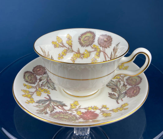 Wedgewood Tea or Coffee Cup with Saucer. Vintage Sophisticated, Fine Bone China with Flower Motif. Made in England. Gift for him or Her. - Tampa Home & Garden Store