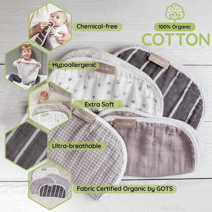 WeeSprout 100% Organic Cotton Burp Cloths — Ultra-Absorbent, Multi-Functional & Gentle on Baby’s Skin - Tampa Home & Garden Store