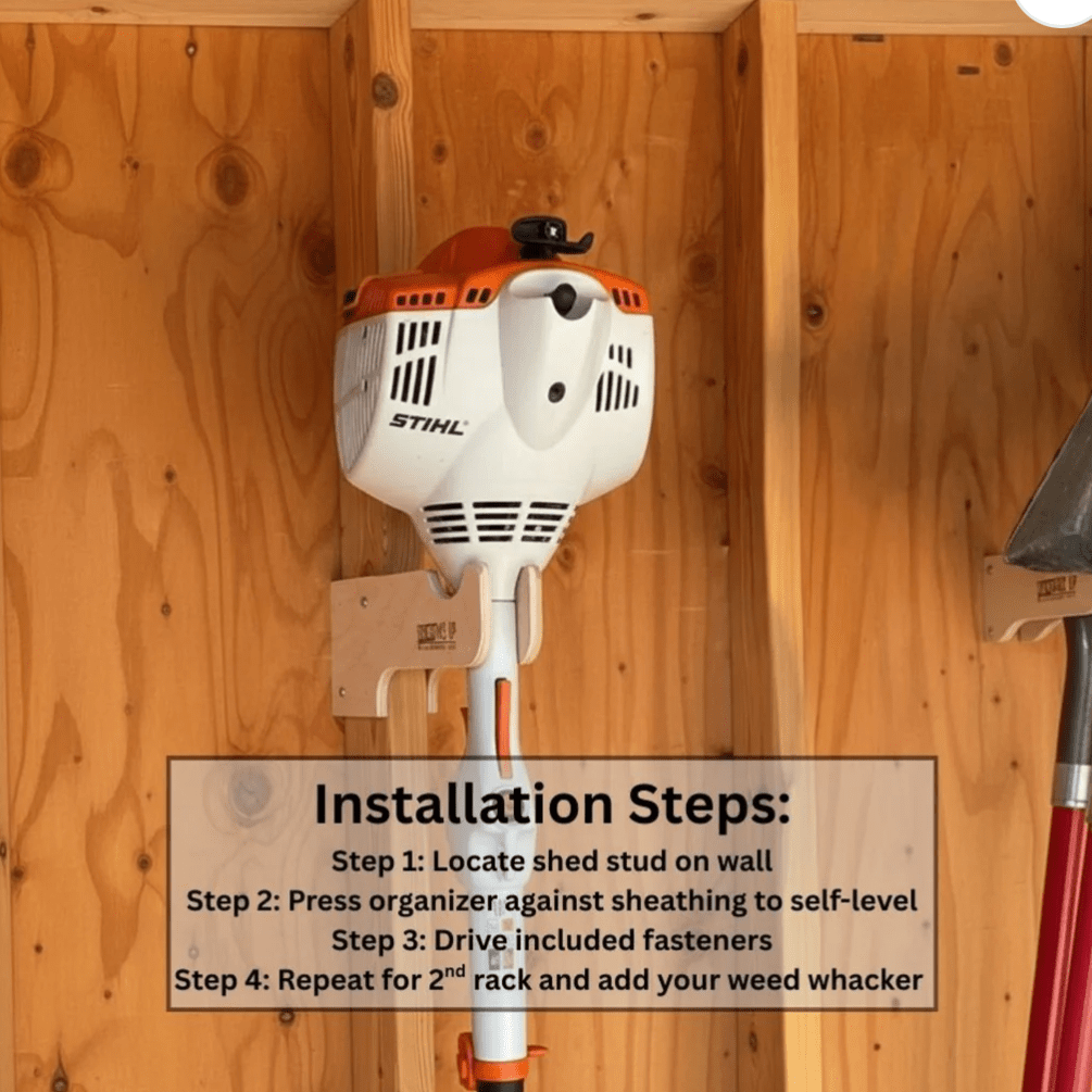 Weed Whacker Organizer – Shed Tool Rack for Yard Storage - Tampa Home & Garden Store