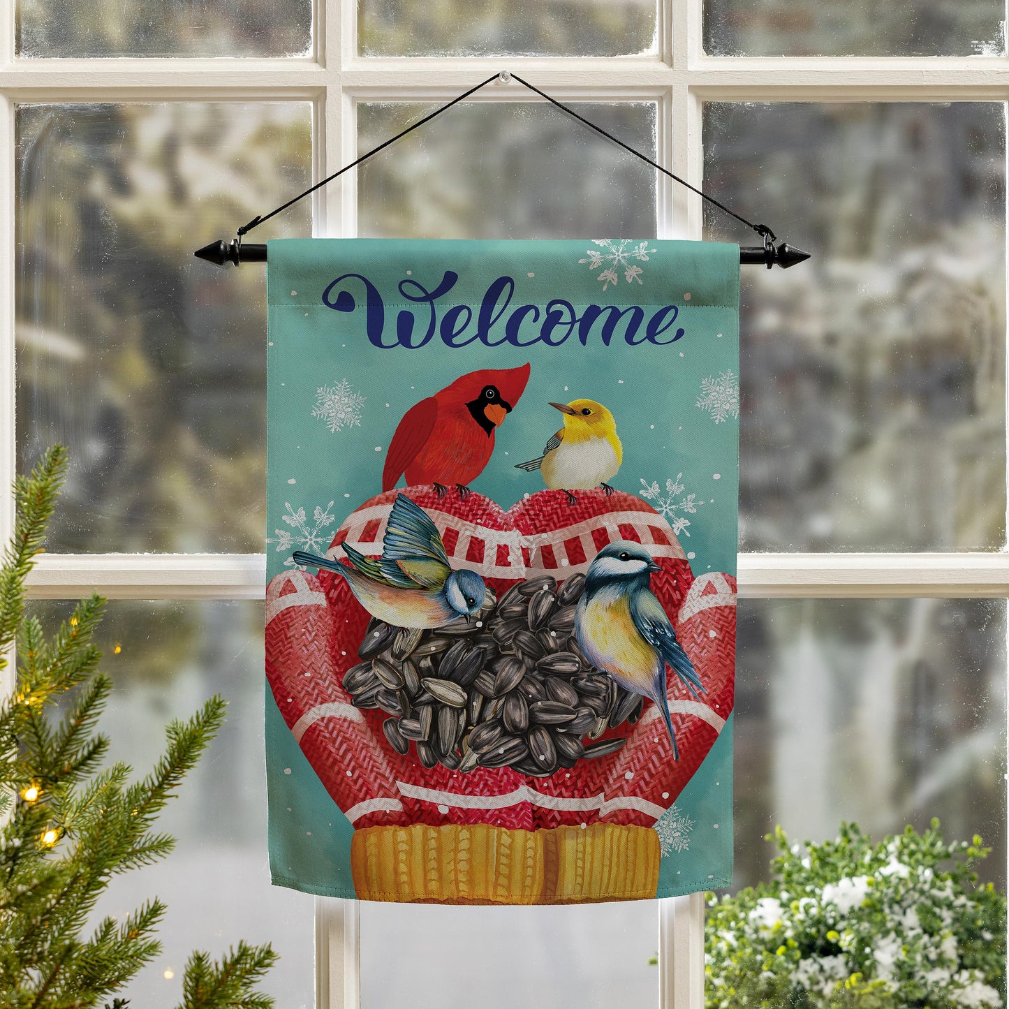 Welcome Bird Friends Suede Garden Flag - Tampa Home & Garden Store