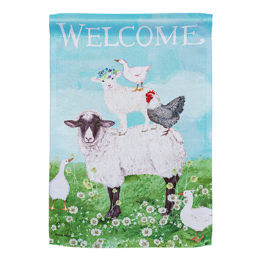 Welcome Farm Friends Suede Garden Flag - Tampa Home & Garden Store