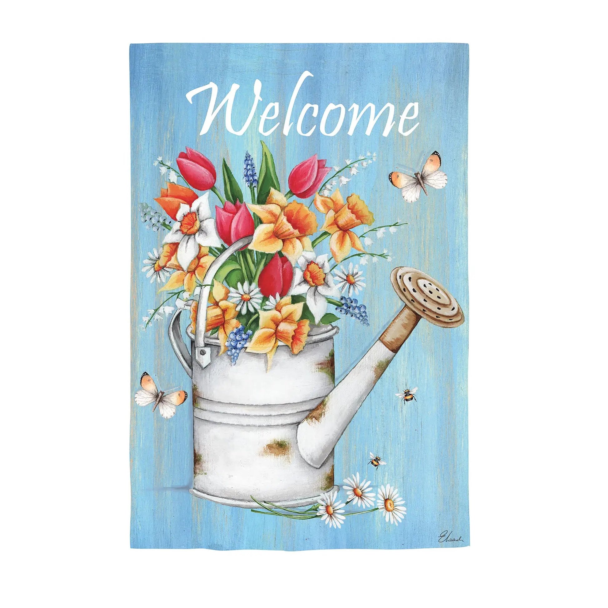 Welcome Flowers Suede Garden Flag - Tampa Home & Garden Store