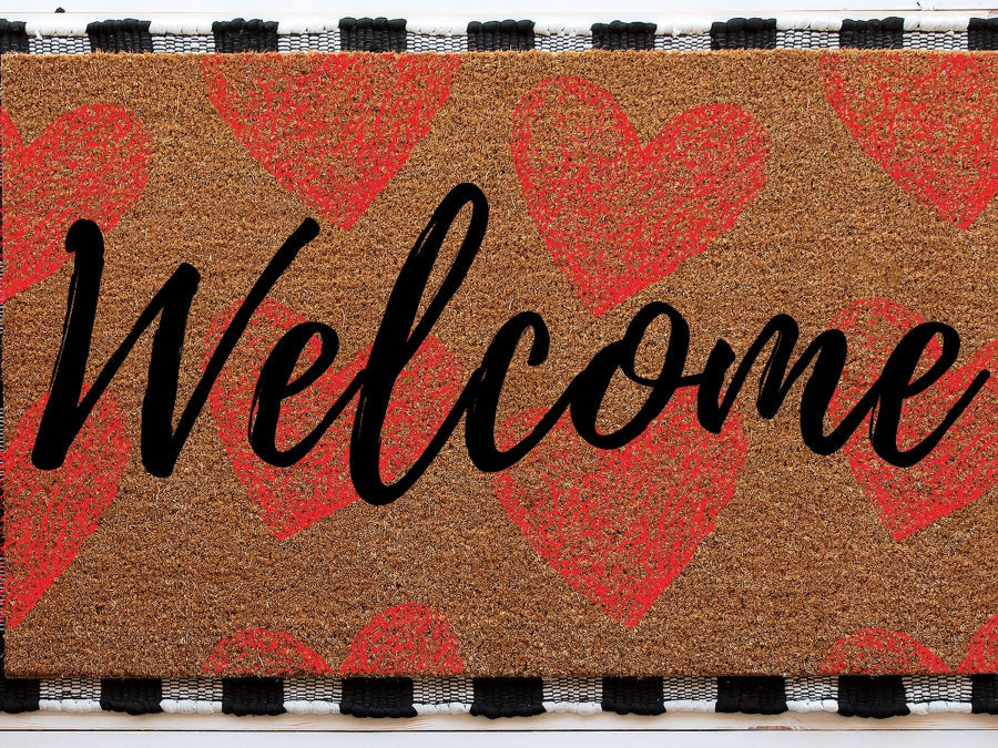 Welcome Heart Doormat | Cute Valentine's Housewarming Gift | Custom Doormat Closing Gift | Welcome Doormat | Front Door Love Home Door Mat - Tampa Home & Garden Store