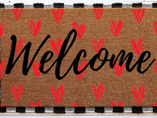 Welcome Heart Doormat | Cute Valentine's Housewarming Gift | Custom Doormat Closing Gift | Welcome Doormat | Front Door Love Home Door Mat - Tampa Home & Garden Store
