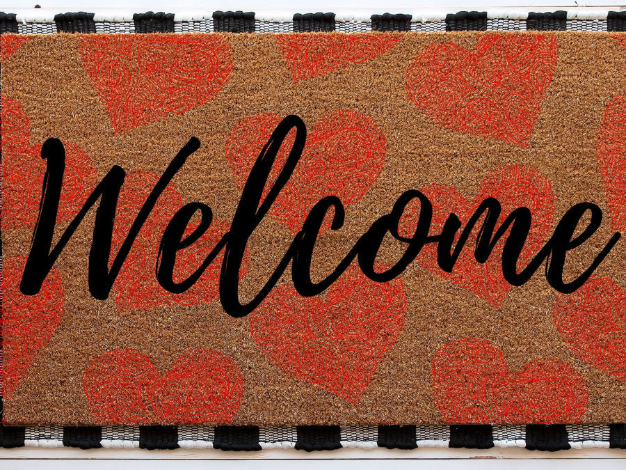 Welcome Heart Doormat | Cute Valentine's Housewarming Gift | Custom Doormat Closing Gift | Welcome Doormat | Front Door Love Home Door Mat - Tampa Home & Garden Store