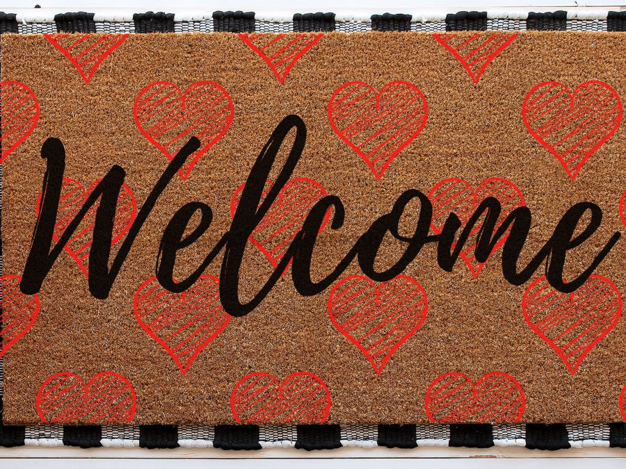 Welcome Heart Doormat | Cute Valentine's Housewarming Gift | Custom Doormat Closing Gift | Welcome Doormat | Front Door Love Home Door Mat - Tampa Home & Garden Store