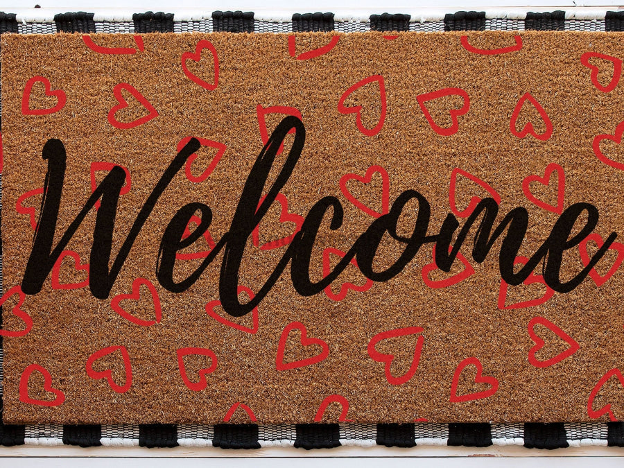 Welcome Hearts Door Mat Cute Valentine's Doormat| Love Home Doormat - Tampa Home & Garden Store