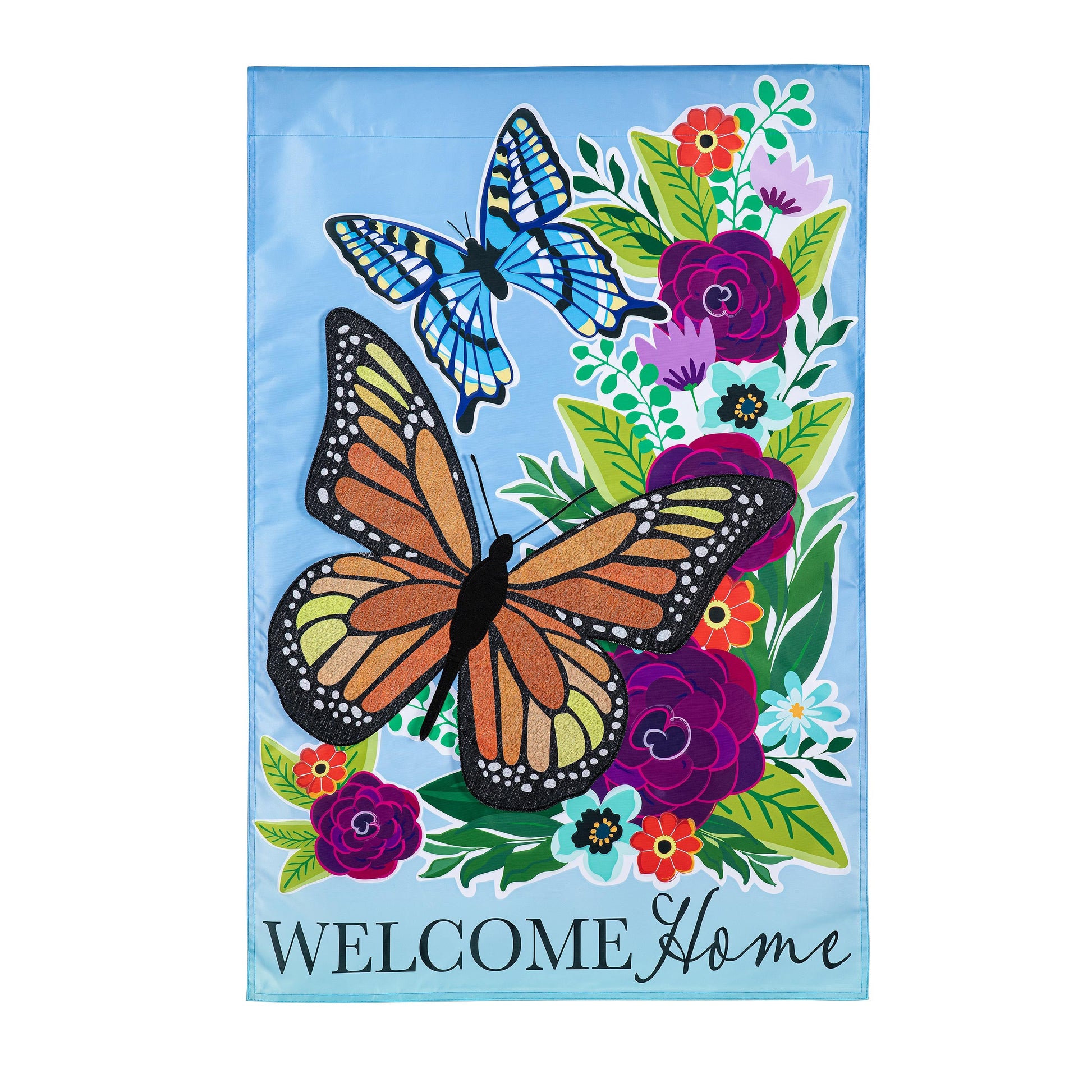 Welcome Home Butterflies Applique House Flag - Tampa Home & Garden Store