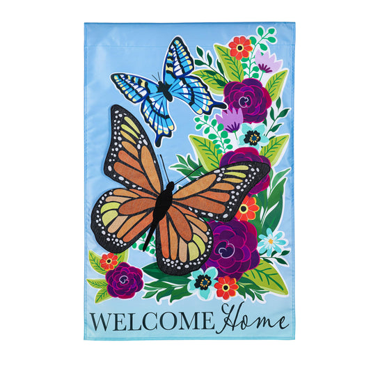 Welcome Home Butterflies Applique House Flag - Tampa Home & Garden Store