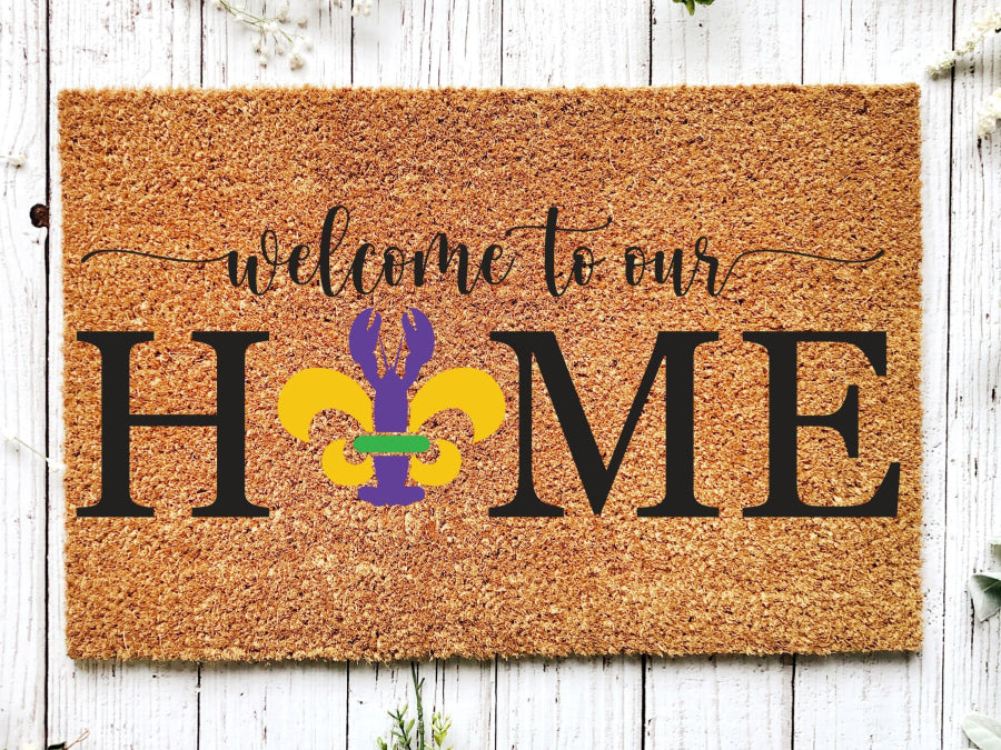 Welcome Mardi Gras Masks Doormat | Nola Housewarming Gift | Fat Tuesday | Doormat Closing Gift | Welcome Doormat | Front Door Home Door Mat - Tampa Home & Garden Store