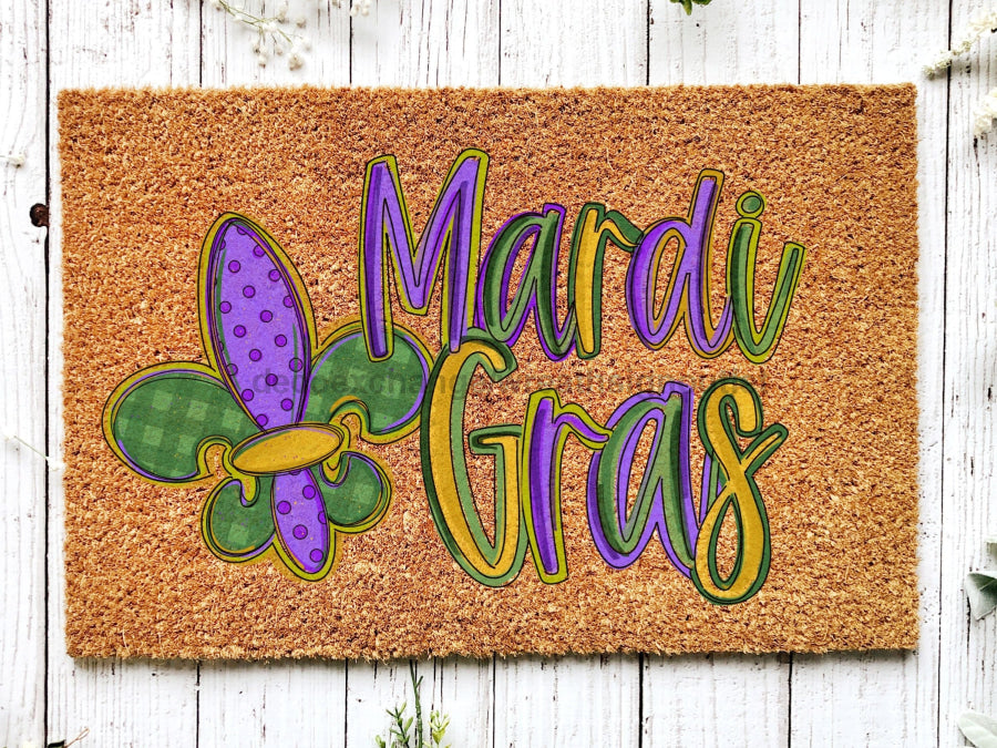 Welcome Mardi Gras Masks Doormat | Nola Housewarming Gift | Fat Tuesday | Doormat Closing Gift | Welcome Doormat | Front Door Home Door Mat - Tampa Home & Garden Store