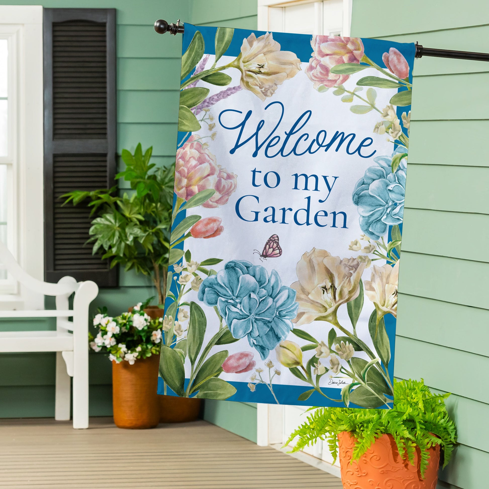 Welcome To My Garden Burlap House Flag - Tampa Home & Garden Store