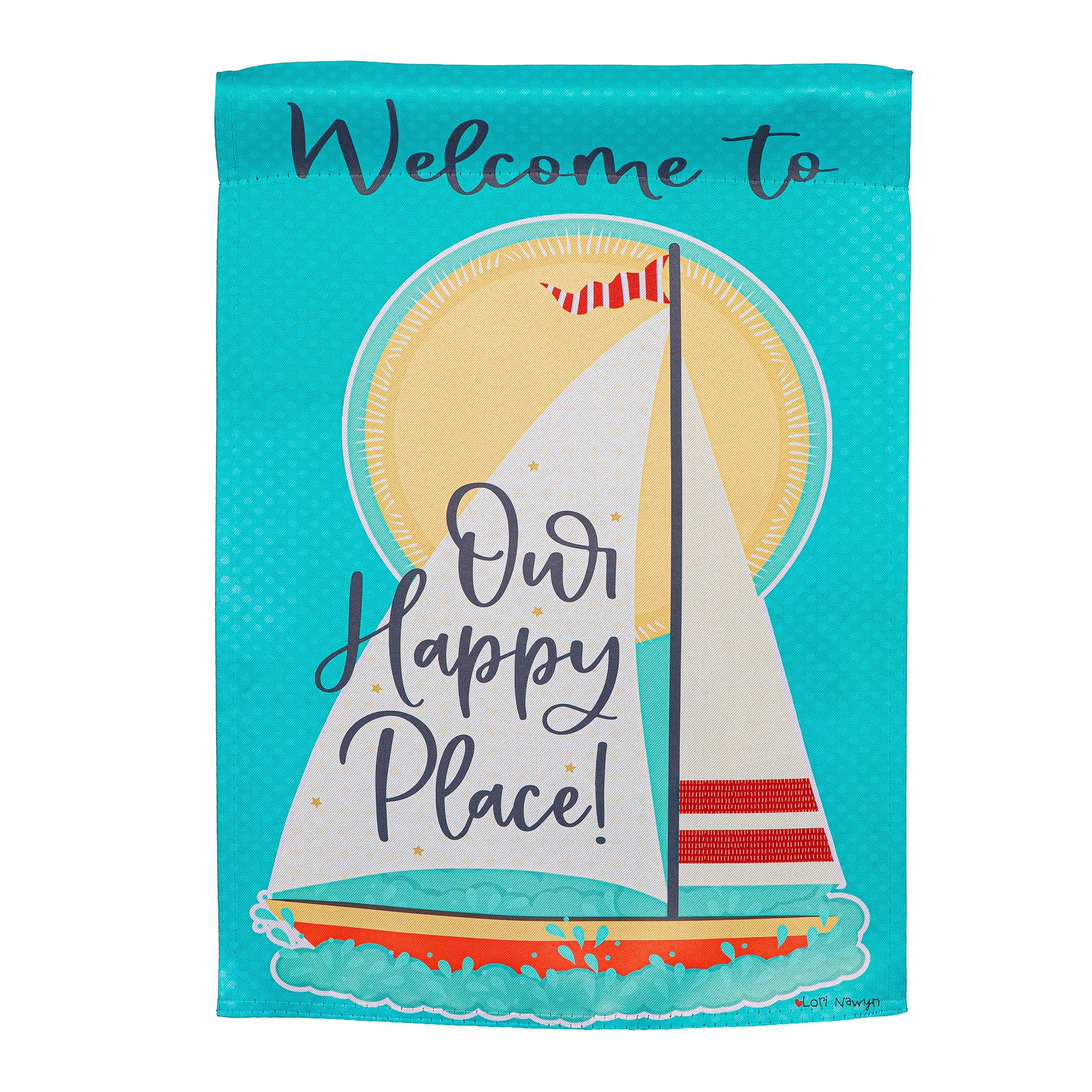 Welcome To Our Happy Place Suede House Flag - Tampa Home & Garden Store
