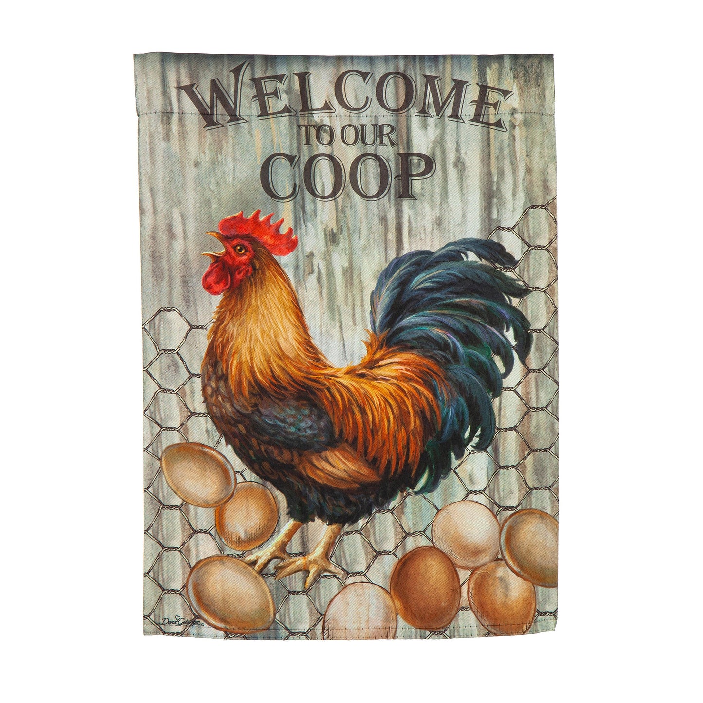 Welcome to Our Coop Suede House Flag - Tampa Home & Garden Store