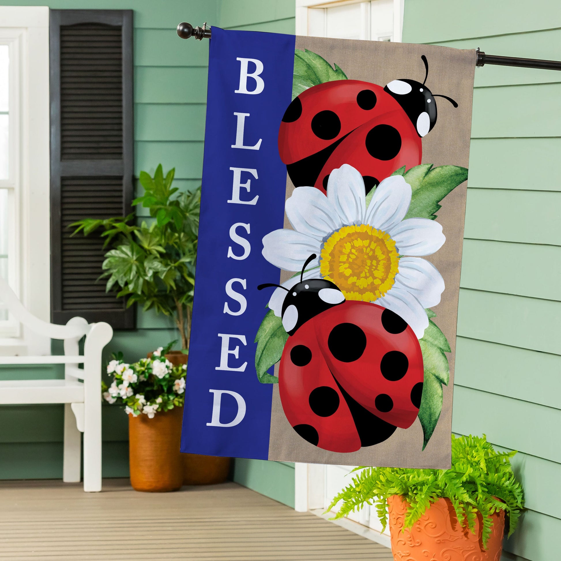 Welcoming Ladybugs Burlap House Flag - Tampa Home & Garden Store