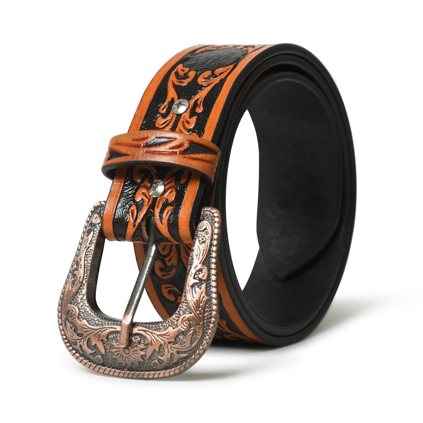 Western Cowboy Leather Belt - Black & Brown - Tampa Home & Garden Store