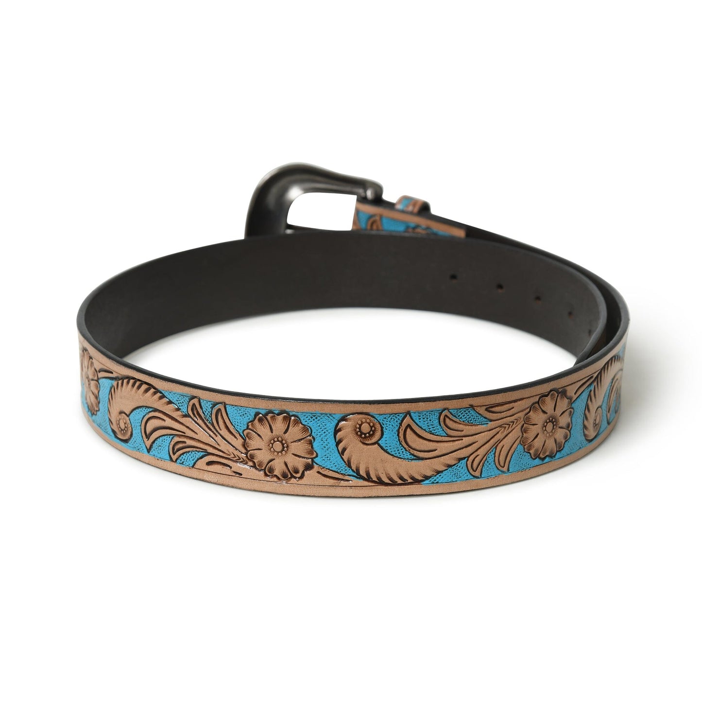 Western Cowboy Leather Belt - Blue & Brown - Tampa Home & Garden Store